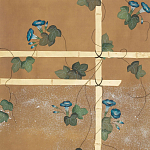 Обои ручная роспись Morning Glory Original colourway on gold metallic silk варинант исполнения - 2 | Loft Concept в Казани