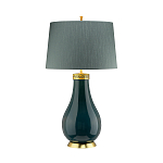 Настольная лампа с коническим дымчато-зелёным абажуром из искусственного шёлка Quintiesse варинант исполнения - 2 | Loft Concept в Казани