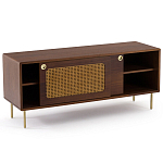 ТВ-тумба из ореха с плетеным декором Eland Wooden Wicker TV Stand варинант исполнения - 2 | Loft Concept в Казани