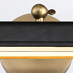 Светильник для картин цвет винтажная латунь с прямоугольным плафоном из кожи черного цвета Alora варинант исполнения - 5 | Loft Concept в Казани