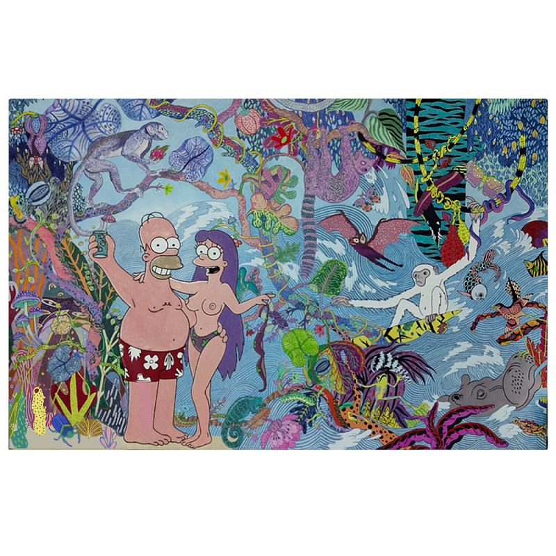 Арт Homer Simpson in Paradise II картина на холсте Симсоны  Мульти в Казани | Loft Concept 