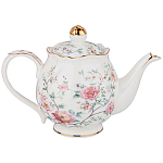 Чайник из фарфора белый с цветочным принтом Flower Porcelain Collection варинант исполнения - 1 | Loft Concept в Казани