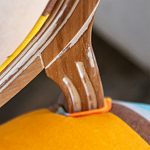 Стул бежевый в разноцветную полоску из натурального бука с изображением птиц и цветов Blooming Birds Colorful Stripes Chair варинант исполнения - 9 | Loft Concept в Казани