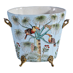 Кашпо из голубого фарфора с бронзовыми элементами Blue Garden варинант исполнения - 1 | Loft Concept в Казани