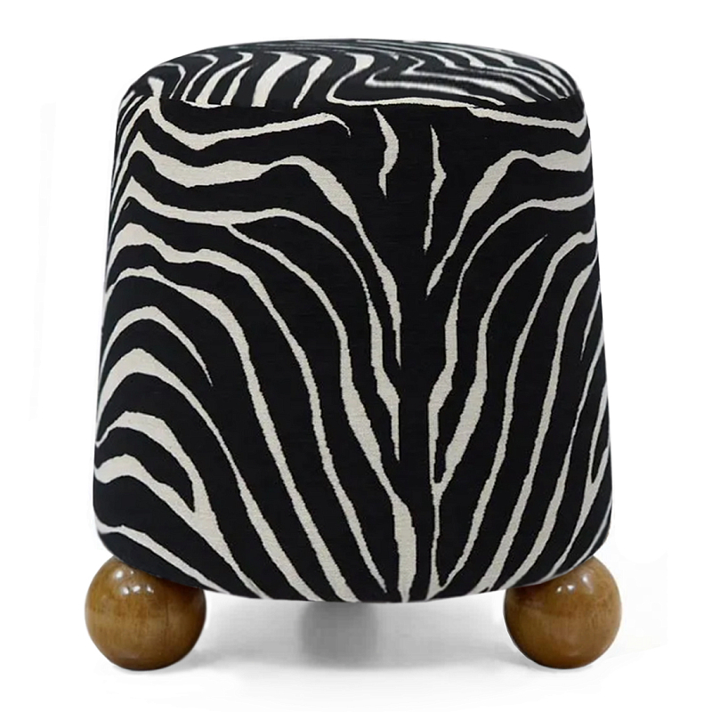 Пуф Wakonda обивка ZEBRA с Круглыми ножками  Черно-белый Коричневый в Казани | Loft Concept 