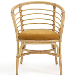 Кресло из ротанга с сиденьем из велюра Vini Rattan Armchair варинант исполнения - 2 | Loft Concept в Казани