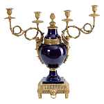 Подсвечник из темно-синего фарфора на бронзовой подставке с фигурками ангелов и декоративными ручками Eden Garden варинант исполнения - 1 | Loft Concept в Казани