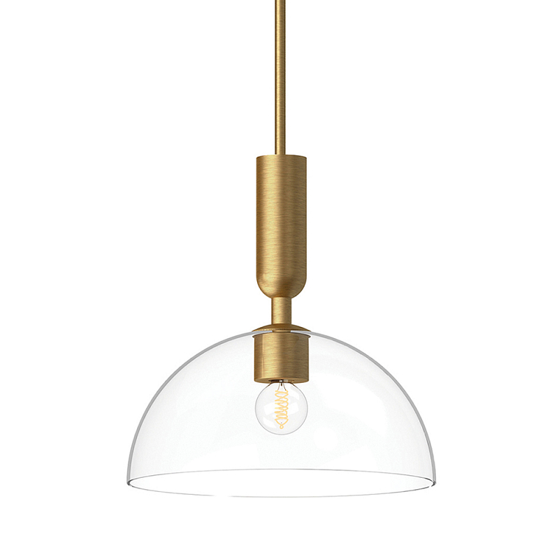 Подвесной светильник с прозрачным полусферическим стеклянным плафоном Alora Mood  Прозрачное Стекло Золотой в Казани | Loft Concept 