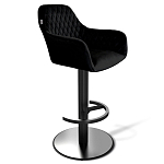 Барный стул вращающийся со спинкой и подлокотниками Douglas Rhombus Черный Велюр варинант исполнения - 1 | Loft Concept в Казани