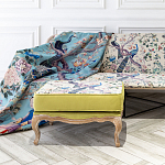 Банкетка из массива бука с изображением птиц и цветов Beige Green Chinoiserie Garden Banquette варинант исполнения - 3 | Loft Concept в Казани