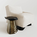 Кресло Cannes с мягкой обивкой букле молочного цвета  варинант исполнения - 1 | Loft Concept в Казани