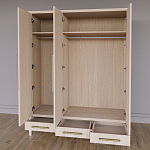 Большой Шкаф Primo Светлый дуб с 3 дверьми и 3 выдвижными ящиками варинант исполнения - 6 | Loft Concept в Казани