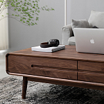 Кофейный стол из массива дерева с выдвижными ящиками Coffee Walnut Table варинант исполнения - 5 | Loft Concept в Казани