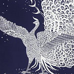 Обои ручная роспись в стиле Арт-деко Whistler Peacocks Special Colourway on Empire Blue dyed silk варинант исполнения - 2 | Loft Concept в Казани