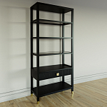 Стеллаж Elsa Dreams Black со стеклянными полками и ящиком варинант исполнения - 1 | Loft Concept в Казани