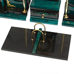 Настольный письменный набор из змеевика тёмно-зелёного цвета с декором в виде орла Successful Leader варинант исполнения - 4 | Loft Concept в Казани