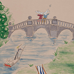 Обои ручная роспись Promenade Special Colourway on pink painted Xuan paper варинант исполнения - 1 | Loft Concept в Казани