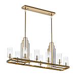 Люстра прямоугольная цвета латунь с прозрачными рифлеными цилиндрическими плафонами Kichler варинант исполнения - 2 | Loft Concept в Казани