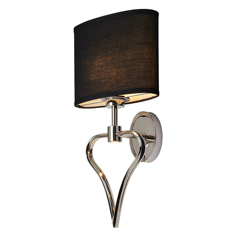 Бра для ванных комнат с черным тканевым абажуром овальной формы и декоративной вставкой в форме сердца Elstead Lighting Черный Хром в Казани | Loft Concept 