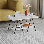 Стол журнальный с белой прямоугольной столешницей и полкой ESSEL WHITE варинант исполнения - 2 | Loft Concept в Казани