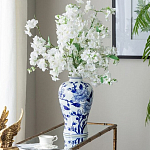 Ваза с бело-синей росписью и изображением цветов Blue & White Ornament варинант исполнения - 4 | Loft Concept в Казани