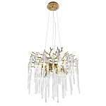 Люстра подвесная круглая в виде ветвей деревьев бронзового цвета с прозрачными подвесками-каплями Droplet Chandelier варинант исполнения - 1 | Loft Concept в Казани