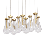 Люстра с 9-ю прозрачными стеклянными плафонами в форме капли Lucid Rain  варинант исполнения - 1 | Loft Concept в Казани