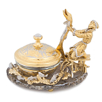 Икорница с декором "Емеля" с гравировкой на подставке из натурального камня Агат Decorative Cavair Dishes варинант исполнения - 3 | Loft Concept в Казани