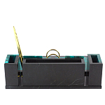 Настольный письменный набор из змеевика с часами и календарницей Successful Leader варинант исполнения - 3 | Loft Concept в Казани