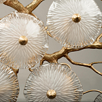 Потолочная люстра круглая ветвистыми бронзовыми элементами и стеклянными рифлеными дисками Textured Glass Chandelier варинант исполнения - 5 | Loft Concept в Казани