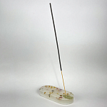 Подставка под благовония из эпоксидной смолы с цветами белая Epoxy Resin Flowers Incense Oval Stand White варинант исполнения - 3 | Loft Concept в Казани