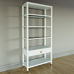 Стеллаж Elsa Dreams White со стеклянными полками и ящиком варинант исполнения - 1 | Loft Concept в Казани