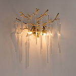 Бра золотого цвета с разветвленными ветвями и длинными прозрачными подвесками в форме стеклянных сосулек Droplet Chandelier варинант исполнения - 2 | Loft Concept в Казани