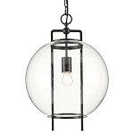 Подвесной светильник в форме шара из прозрачного стекла на линейном черном каркасе  Glass Ball with Seeds варинант исполнения - 2 | Loft Concept в Казани