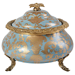 Шкатулка голубого цвета с золотым растительным узором Eden Garden варинант исполнения - 1 | Loft Concept в Казани