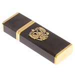 Флешка на 16 гб с декоративной металлической вставкой Герба РФ из натурального камня Обсидиан Черный Stone Flash Drive варинант исполнения - 1 | Loft Concept в Казани