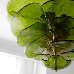 Люстра из оливкового стекла в форме листьев лотоса Glass Pink Sculpture варинант исполнения - 4 | Loft Concept в Казани