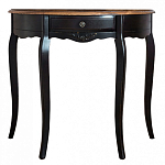 Консоль черная полукруглая из массива березы с ящиком и состаренным эффектом Vintage варинант исполнения - 1 | Loft Concept в Казани