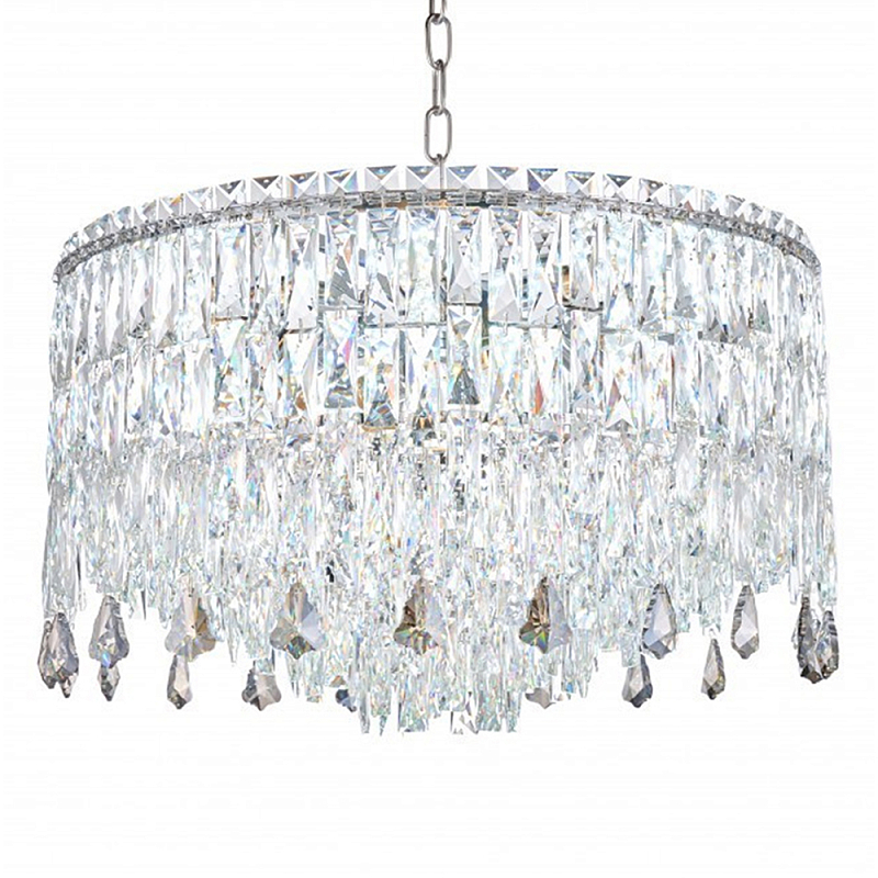 Люстра круглая с хрустальными подвесками на серебряном каркасе Roul Crystal Light Хром Прозрачный Люстра круглая с хрустальными подвесками на серебряном каркасе Roul Crystal Light Хром Прозрачный в Казани | Loft Concept