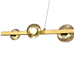 Люстра светодиодная линейная с 6-ю круглыми плафонами коньячного цвета Iona Chandelier Brass  варинант исполнения - 2 | Loft Concept в Казани