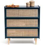 Комод с 3-мя ящиками из ротанга Blais Deep Blue Wicker Furniture варинант исполнения - 3 | Loft Concept в Казани