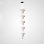 Подвесной светильник светодиодный в виде ряда белых металлических конусов  Herringbone варинант исполнения - 3 | Loft Concept в Казани