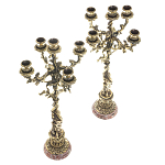 Подсвечники из бронзы на 10 свечей на подставке из камня креноид Stone Candlestick варинант исполнения - 2 | Loft Concept в Казани