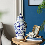 Ваза с крышкой и синим цветочным узором Blue & White Ornament  варинант исполнения - 8 | Loft Concept в Казани