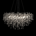 Люстра подвесная с прозрачными стеклянными подвесками в форме капель Диаметр 80 см Droplet Chandelier варинант исполнения - 6 | Loft Concept в Казани