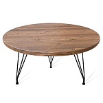 Стол журнальный c коричневой круглой столешницей на трех металлических ножках Charm Coffee Table варинант исполнения - 1 | Loft Concept в Казани