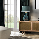 Настольная лампа с коническим дымчато-зелёным абажуром из искусственного шёлка Quintiesse варинант исполнения - 3 | Loft Concept в Казани