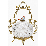 Конфетница с бронзовой ручкой и фарфоровой птичкой на крышке Eden Garden варинант исполнения - 1 | Loft Concept в Казани