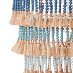 Люстра трехъярусная с декором из круглых деревянных бусин с кисточками Blue Wooden Beads Chandelier варинант исполнения - 2 | Loft Concept в Казани