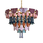 Люстра круглая с декором из разноцветных элементов в виде листьев Changing Seasons варинант исполнения - 10 | Loft Concept в Казани